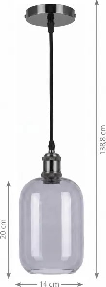 BRILAGI -LED Pendul pe cablu RETRO GLASS 1xE27/60W/230V Ø 14 cm negru/gri fumuriu