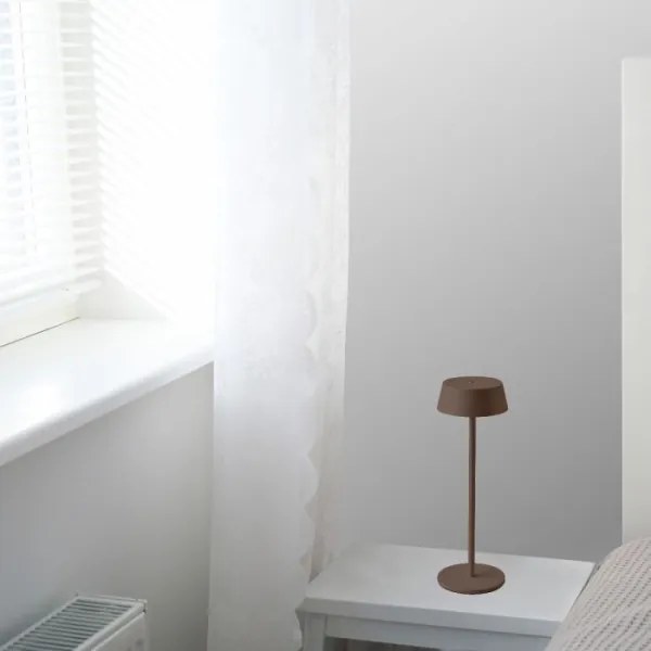 Lampă LED de birou, exterior, reglabilă, tactilă, reîncărcabilă, 2W, IP54, maro