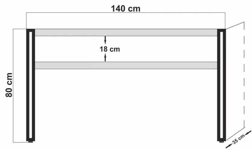Masa Bufet Cosmo Dresuar, 140 x 35 x 80 cm, Atlantic Pine / Negru