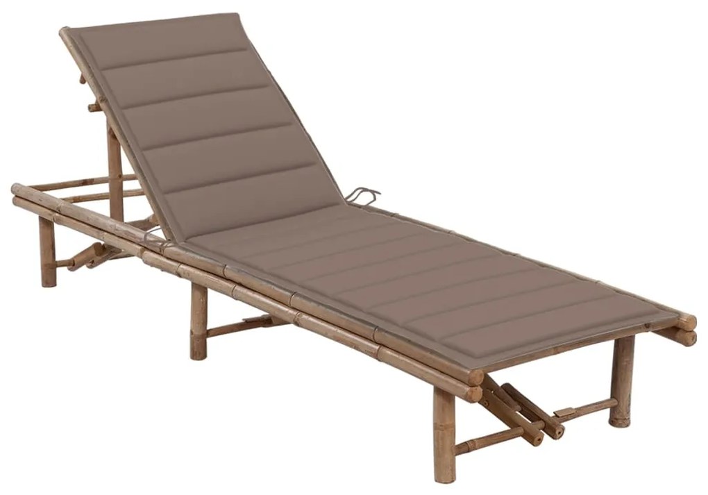 vidaXL Șezlong de grădină cu pernă, bambus