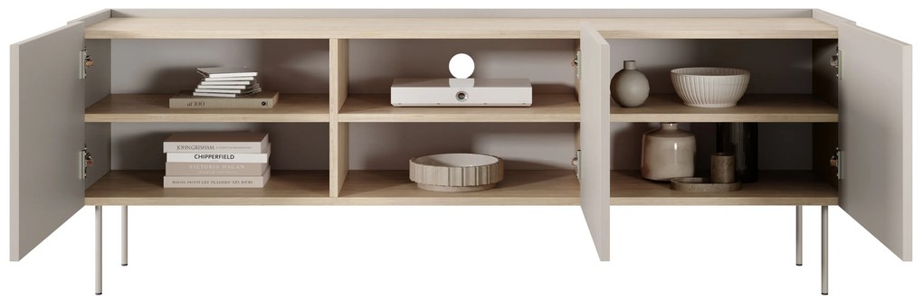 Comodă TV Desin 170 cm cu picioare metalice - casmir / stejar Nagano