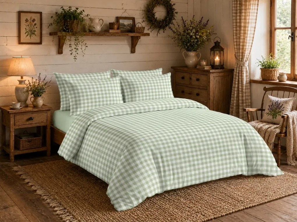 Lenjerie de pat din bumbac NORDIC CHECK verde Dimensiune lenjerie de pat: 70 x 90 cm | 140 x 200 cm