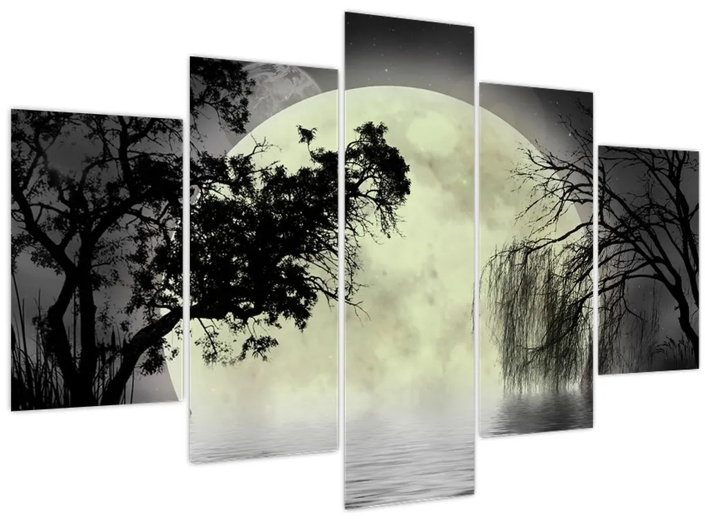 Tablou - Lună plină deasupra apei (150x105 cm)