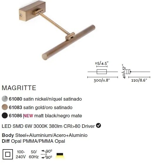 Aplica LED pentru oglinda tablou MAGRITTE-1 black 61086