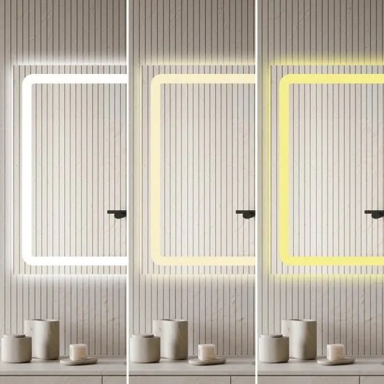 Oglindă Baie LED și Dezaburire Elit's Premium cu Senzor Touch, Lumina Rece, Caldă și Neutră, 120x70cm
