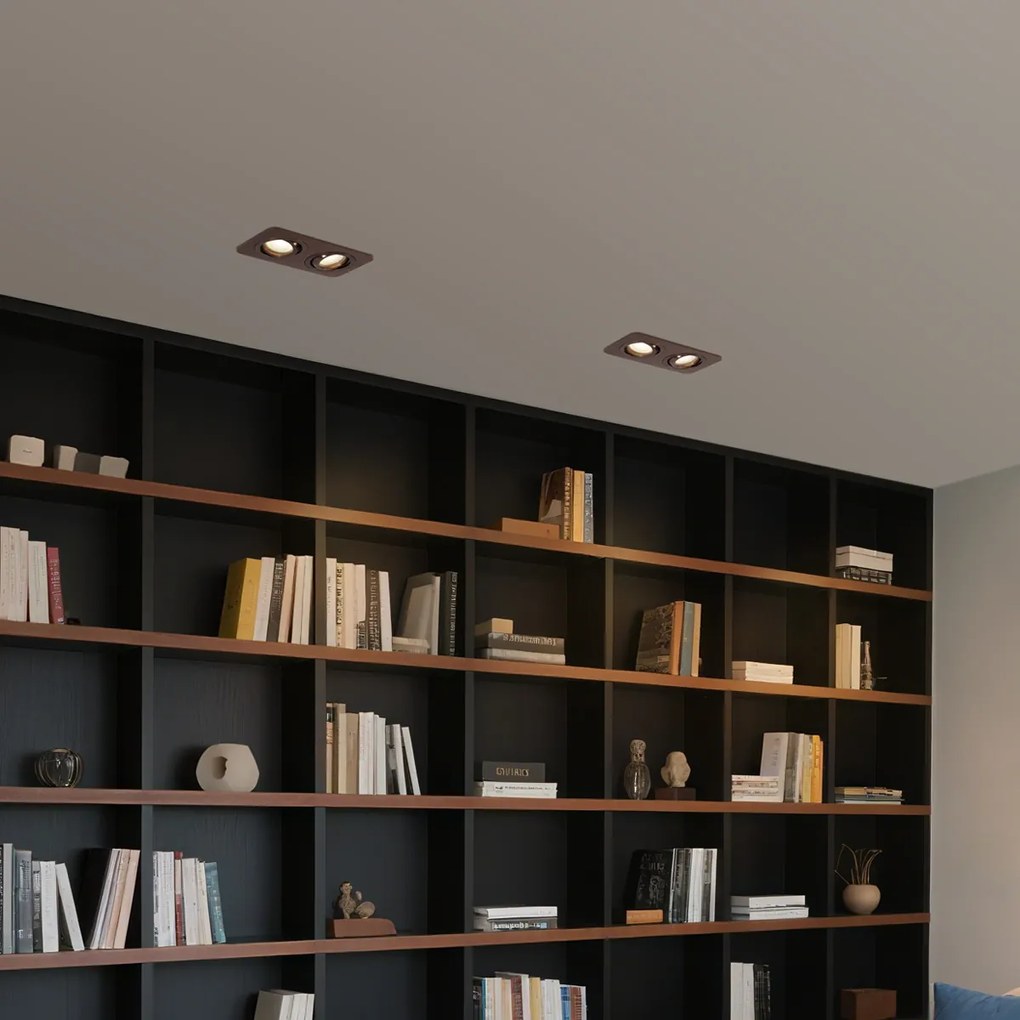 Spot încastrat rotunjit bronz închis GU10 50mm rotativ și înclinabil IP44 2 lumini - Alberto