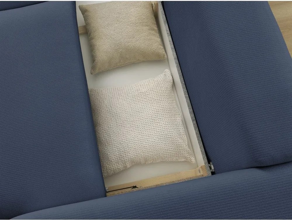 Canapea albastră extensibilă/cu spațiu de depozitare 265 cm Ezechiel – Bobochic Paris