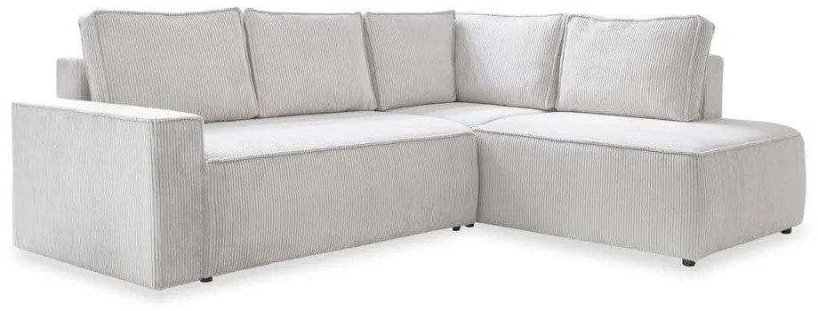 Colțar alb extensibil cu tapițerie din catifea reiată (cu colț pe partea dreaptă) Brave Dave – Miuform