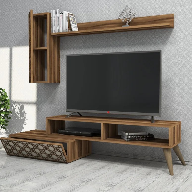 Comoda TV Planet - Walnut, Crem