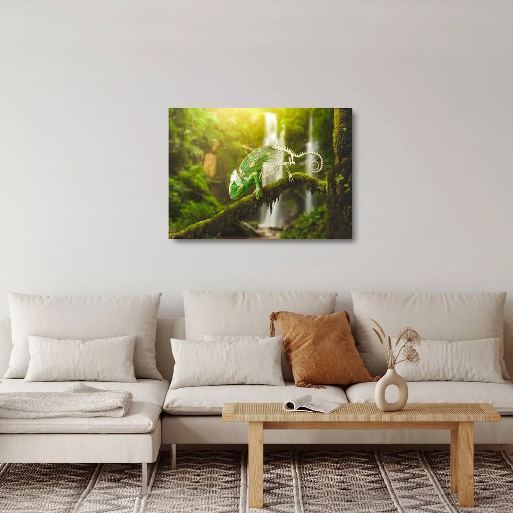 Tablou pe sticlă cu șopârlă (70x50 cm)