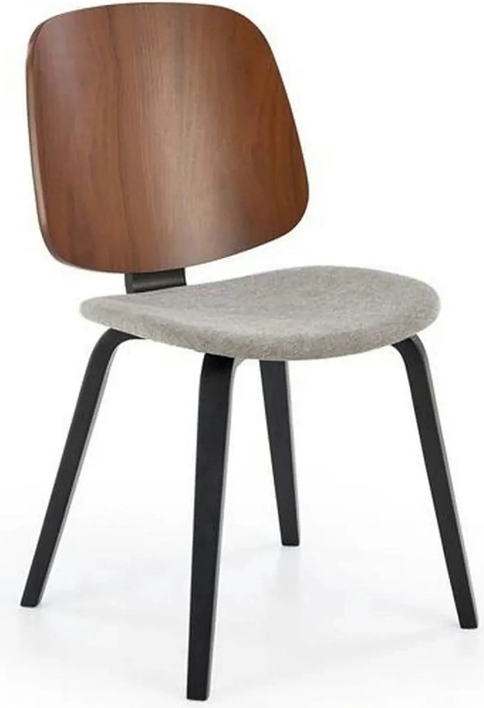Scaun K563, nuc/gri/negru, lemn/placaj/stofa, 45x54x81 cm