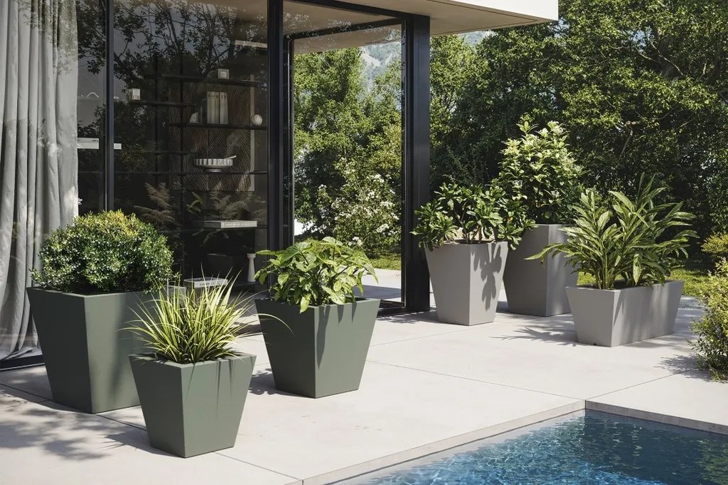 Ghiveci plante design decorativ modern interior / exterior HIGH SQUARE CONE mini 18x18x36cm