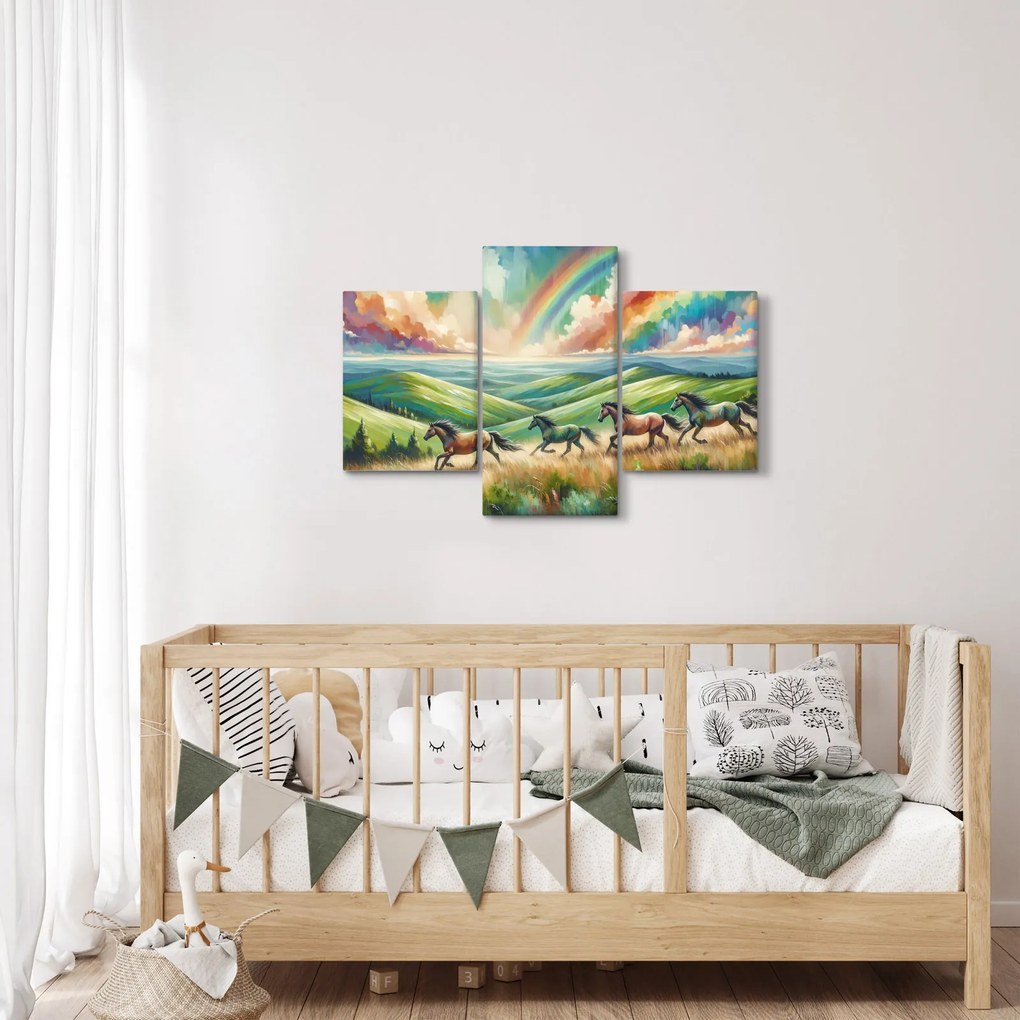 Tablou – Cai galopând prin peisaj (90x60 cm)