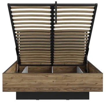 Pat dublu cu spațiu de depozitare OREN 140x200 cm, maro/negru