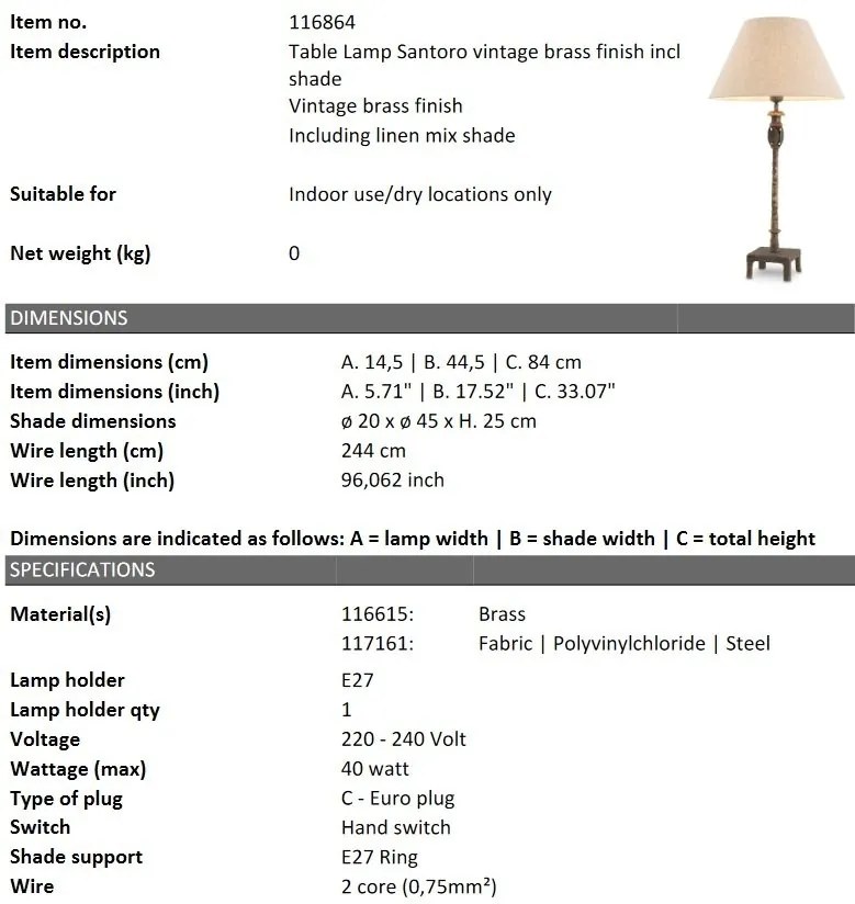Veioza, Lampa de masa design LUX Santoro