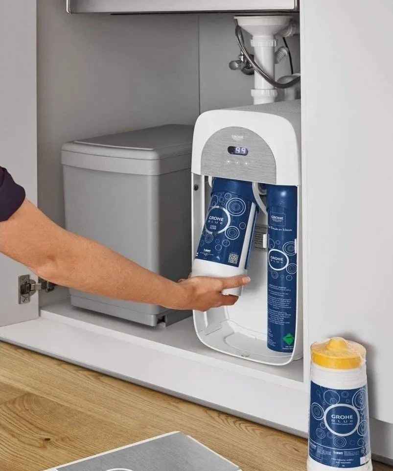 Grohe Blue Home Ondus Baterie de bucatarie cu sistem de filtrare, racire si acidulare, pipa C, cupru mat (brushed warm sunset)