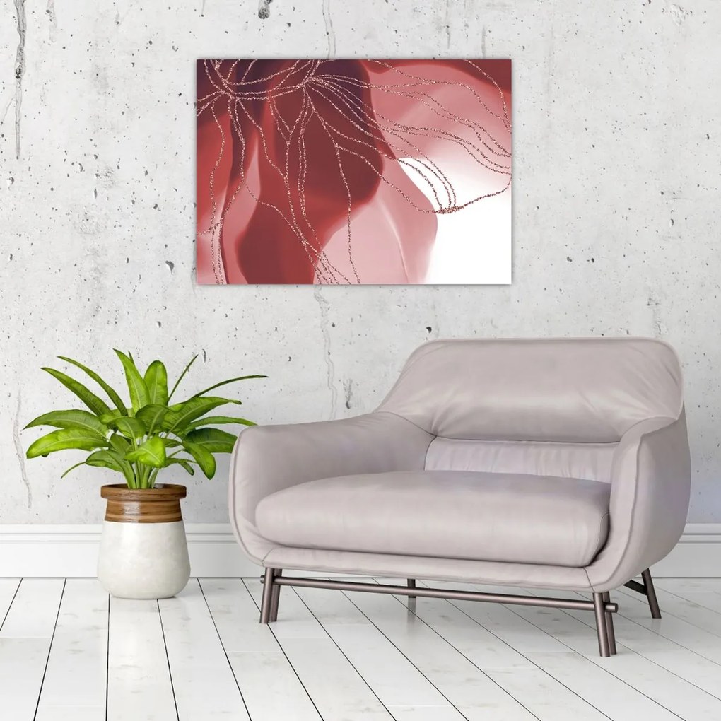 Tablou pe sticlă - Floare abstractă roșie N⁰1 (70x50 cm)