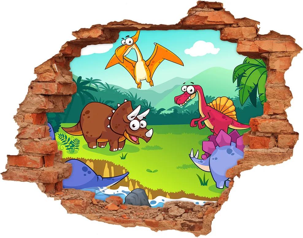 Autocolant un zid spart cu priveliște Dinozauri