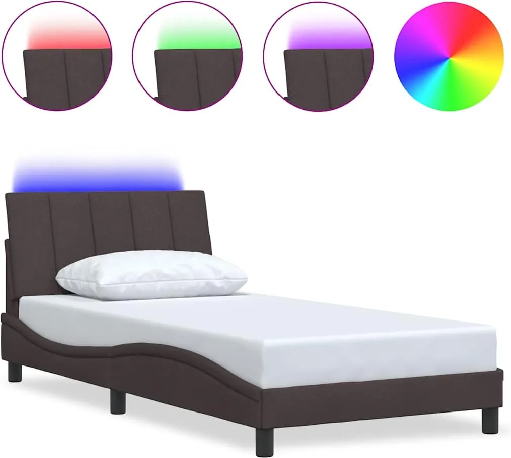 vidaXL Cadru de pat fără saltea, Hanko, maro închis, 100x200 cm, textil