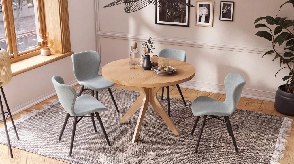 MAZZONI EXPORT ALTEA Gri (țesătură Rio 180) / picioare negre – SCAUN MODERN PENTRU LIVING / SUFRAGERIE / BUCĂTĂRIE / BIROU