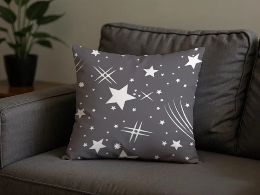 Set 2 huse decorative pentru perna din microfibra NIGHT SKY 45x45 cm, gri