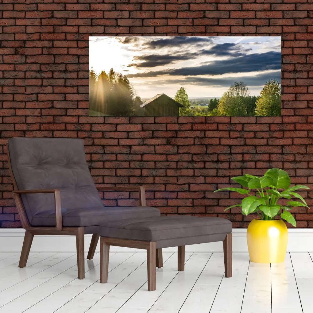 Tablou cabana în pădure (120x50 cm)