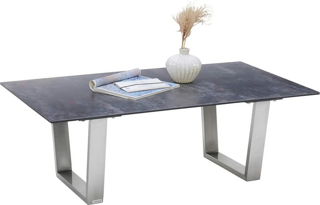Masuta cafea THUNDER, gri/crom, ceramica/sticla/metal, 120x70x42 cm