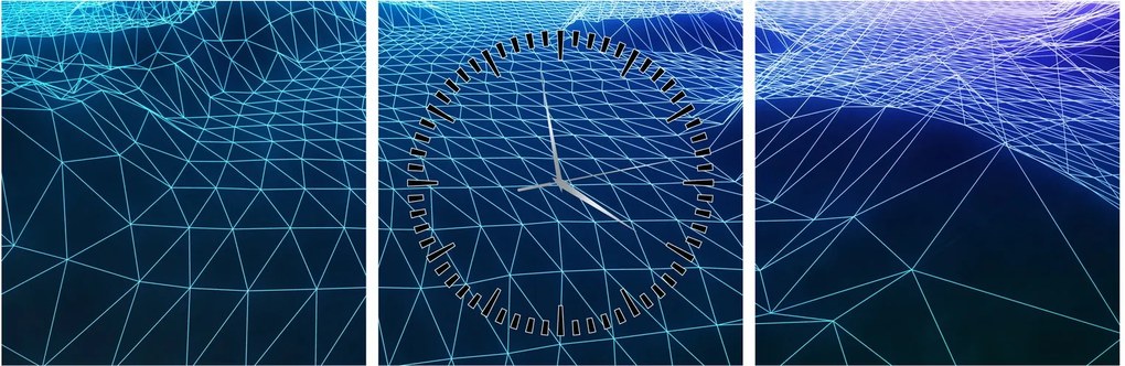 Tablou - Munți în model de calculator (cu ceas) (90x30 cm)