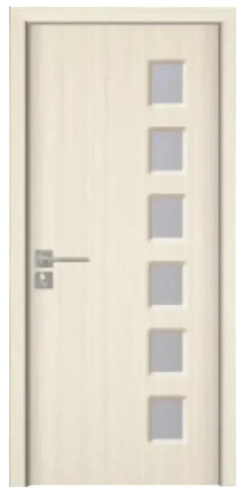 Usa Interior din MDF Novo Doors ND319, Cadru din Lemn Masiv, Geam Sablat, KIT COMPLET, Toc , Manere si balamale incluse (Culoare: Alb, Dimensiune: 80