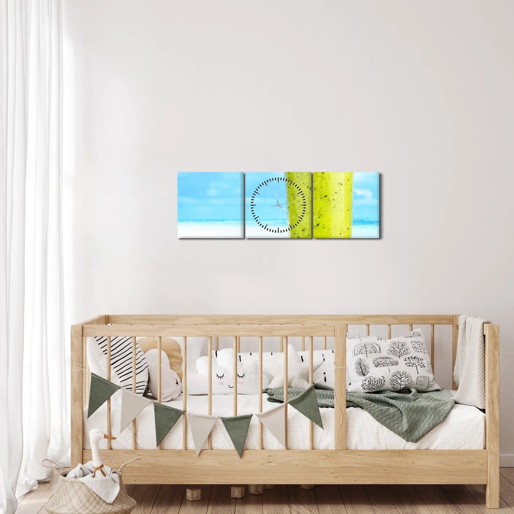 Tablou - smoothie kiwi (cu ceas) (90x30 cm)