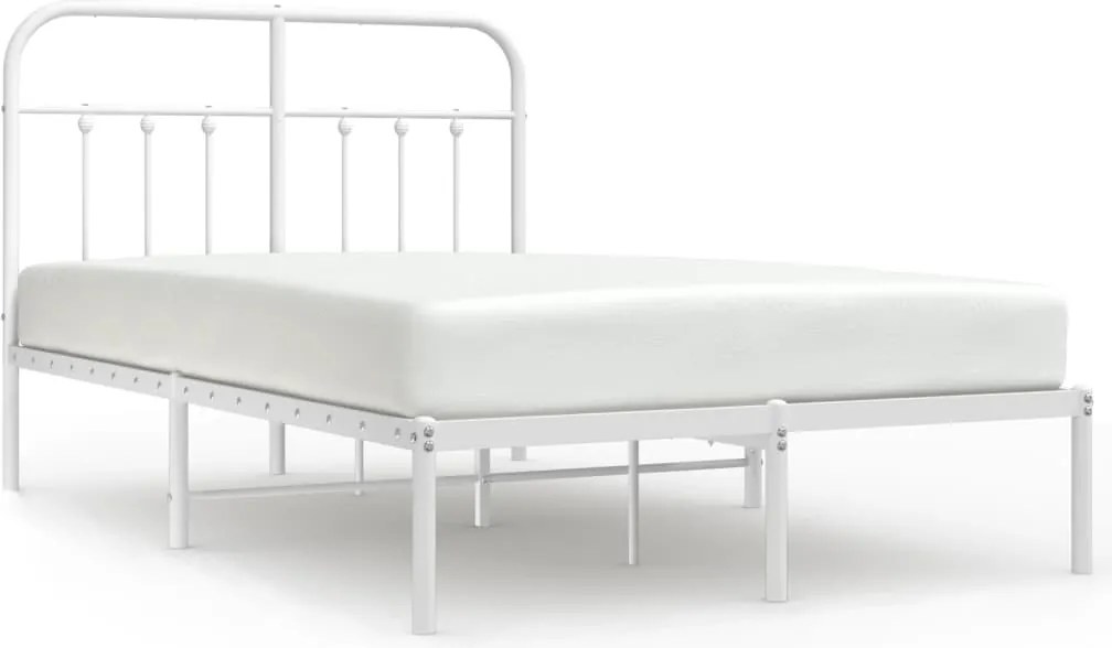vidaXL Cadru de pat metalic cu tăblie, alb, 120x200 cm