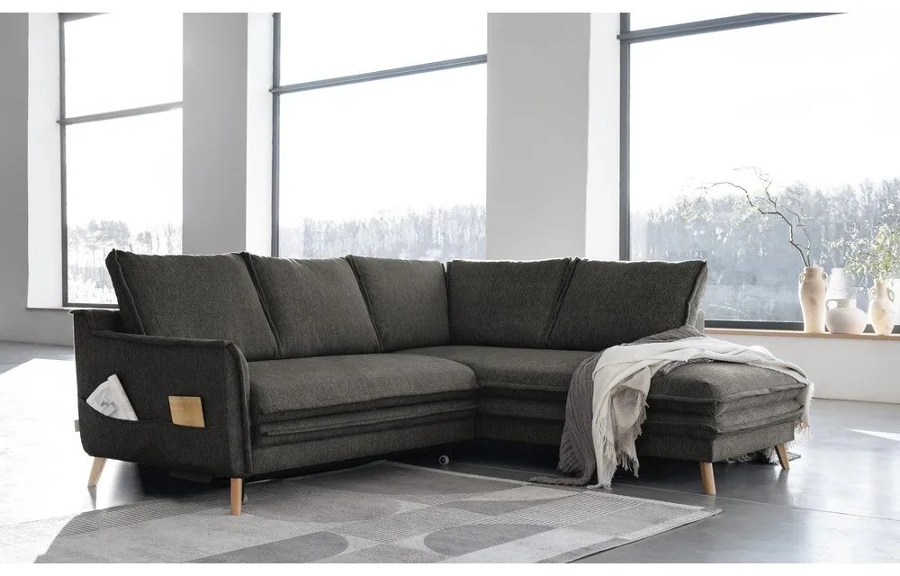 Colțar gri închis extensibil (cu colț pe partea dreaptă) Charming Charlie – Miuform