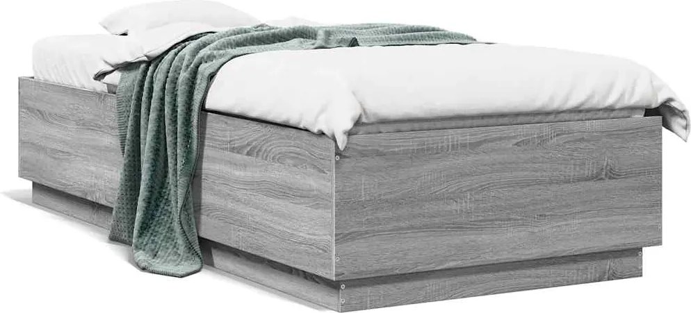 vidaXL Cadru de pat, gri sonoma, 100x200 cm, lemn prelucrat