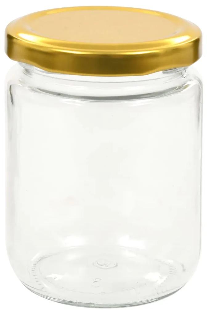 Borcane din sticla pentru gem, capac auriu, 48 buc., 230 ml 48, Auriu
