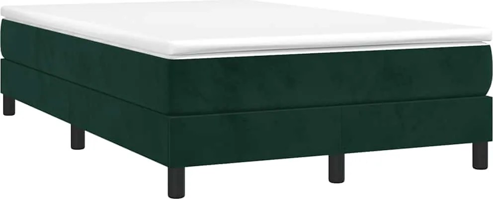 vidaXL Pat box spring cu saltea, verde închis, 120x190 cm, catifea