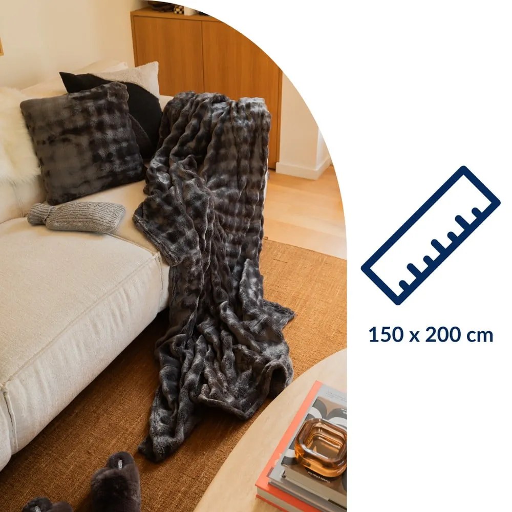 Pătură gri din micropluș/cocolino 150x200 cm Wave – Tiseco Home Studio