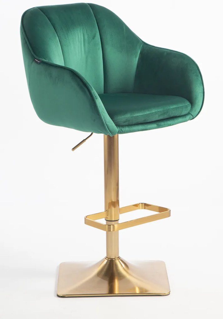 HR2055KW Scaun Verde din Catifea cu Bază Aurie