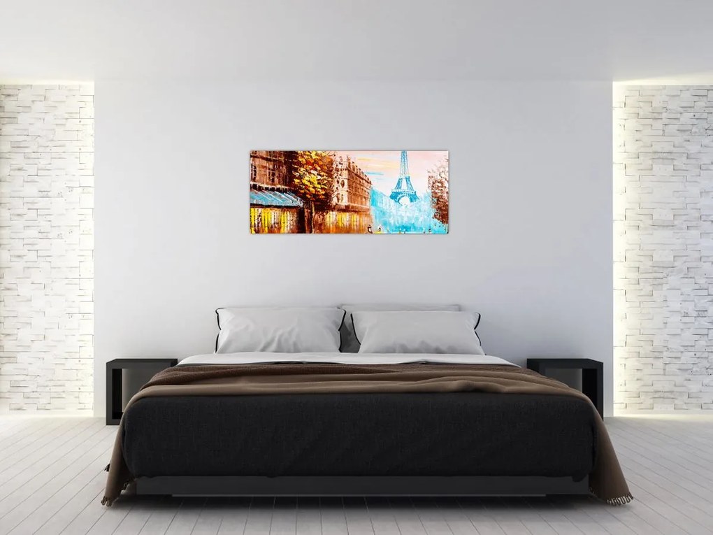 Tablou - Vremea ploioasă și Turnul Eiffel (120x50 cm)