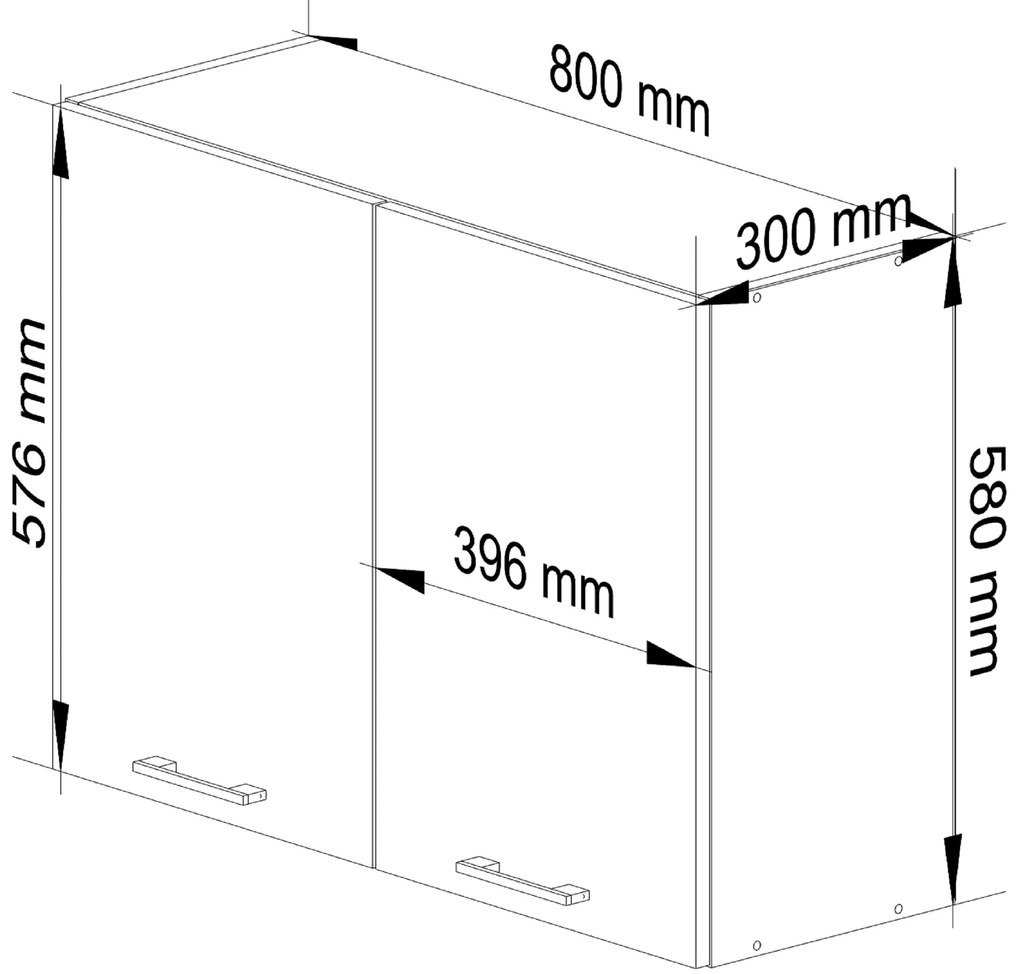 Dulap superior de bucătărie Ozara W80 H580 (alb). 1069132