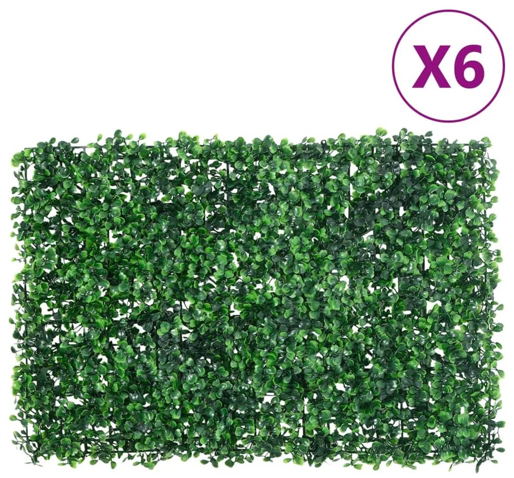  vidaXL Gard din frunze de arbust artificiale, 6 buc., verde, 40x60 cm
