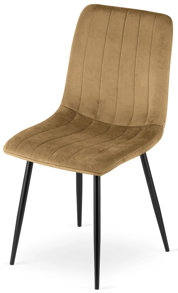 Scaun din catifea maro LAVA cu picioare negre