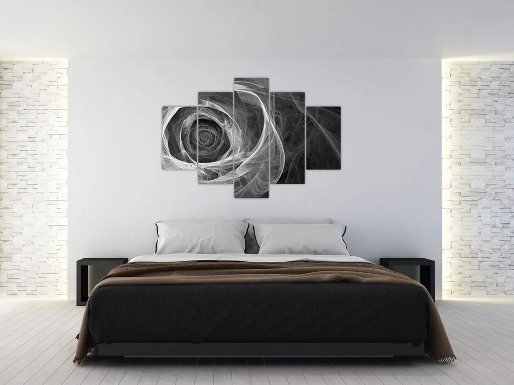 Tablou - Abstract trandafir negru și alb (150x105 cm)