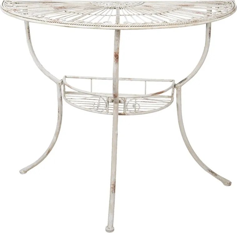 Consolă din metal stil brocante, finisaj alb antichizat, „Adélaide”