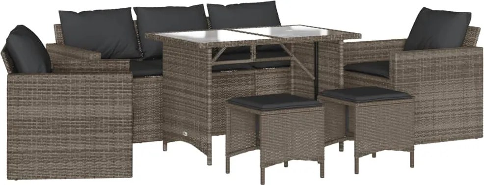 vidaXL Set mobilier grădină cu perne, 6 piese, gri, poliratan