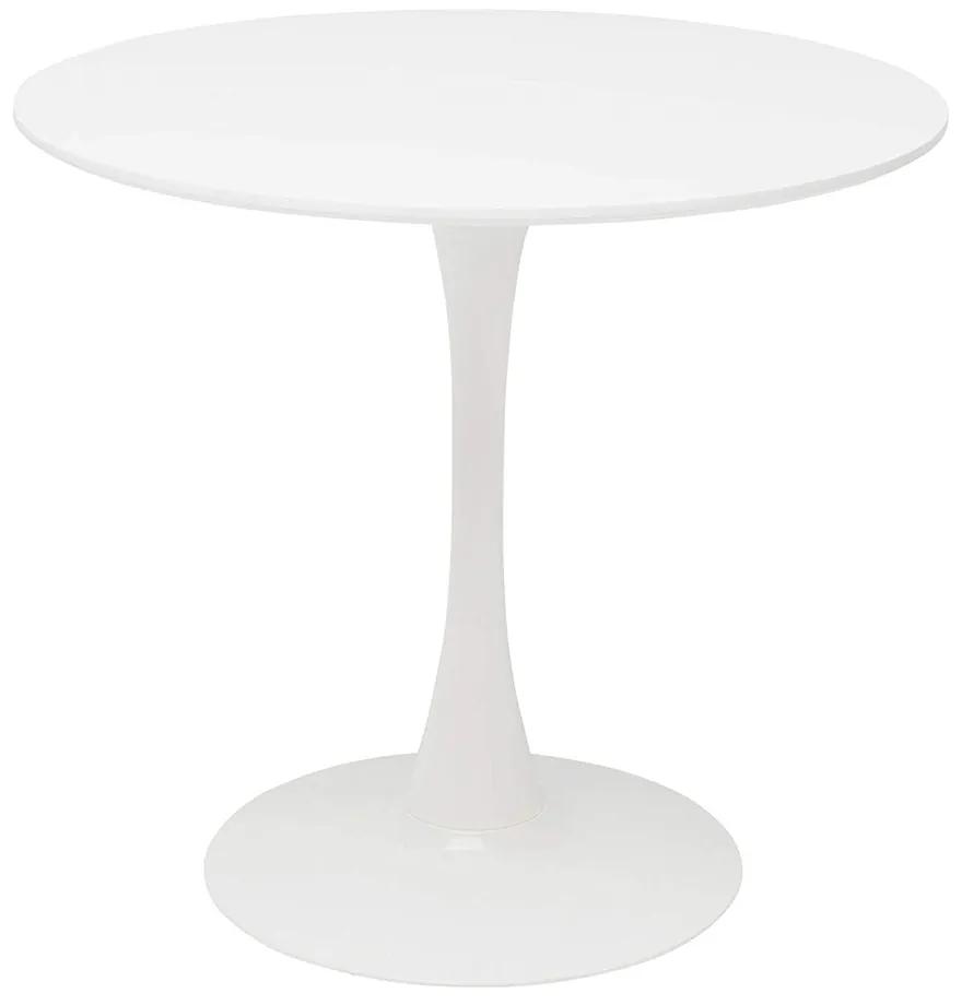 Masă dining, rundă, alb mat, diametru 80 cm, REVENTON