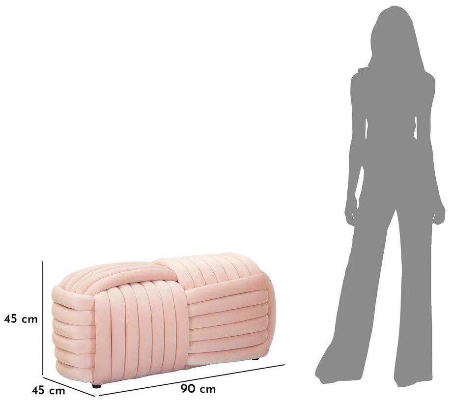 Bancă roz-deschis cu tapițerie din catifea Softy – Mauro Ferretti