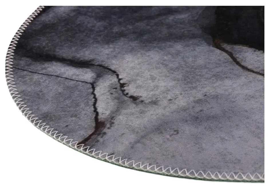 Covor negru-alb lavabil rotund ø 100 cm – Vitaus