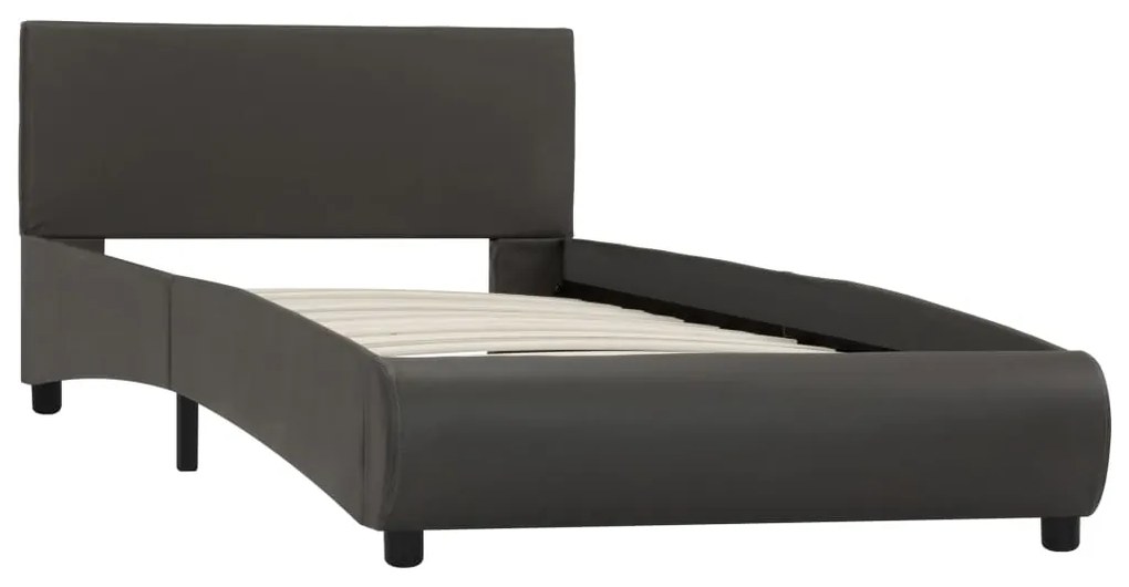 285462 vidaXL Cadru de pat, gri, 90 x 200 cm, piele ecologică