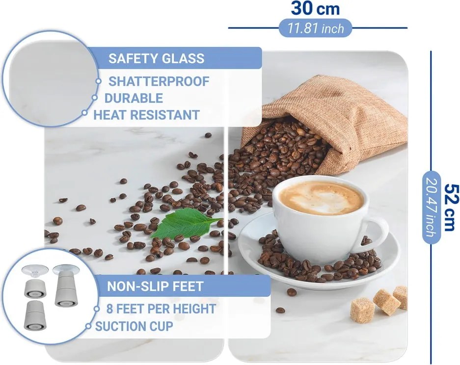 Protecții de aragaz 2 buc. din sticlă temperată 52x30 cm Café Aromatica – Maximex