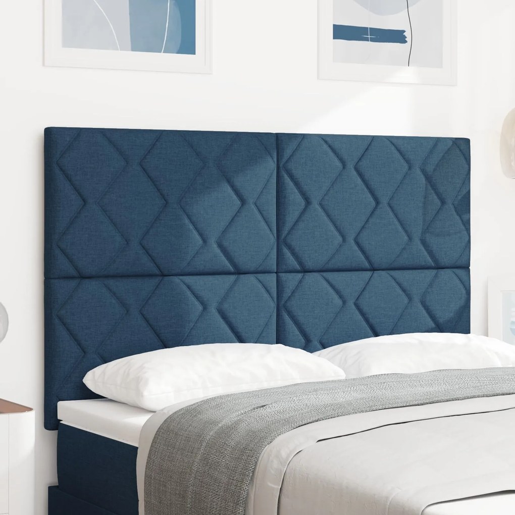 vidaXL Tăblie din Țesătură Geometric Manual albastru 140 cm țesătură